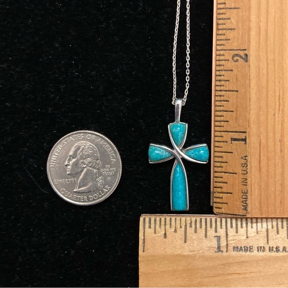 Turquoise Sterling Silver Cross Necklace by Coleman Company - Picture 7 of 7